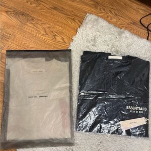 Fear of God Essentials Black and Cream Short Sleeve Tees